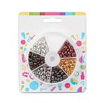 Iron Crimp Bead Covers, Round, Nickel Free, Mixed Color, 5mm, Hole: 1.5mm, about 180~207pcs/box(IFIN-JP0005-01-NF)