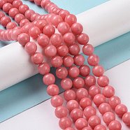 Natural Malaysia Jade Beads Strands, Imitation Rhodochrosite, Round, Dyed, Salmon, 8mm, Hole: 1mm, about 48pcs/strand, 15 inch(G-A146-8mm-B08)