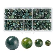 340Pcs 4 Style Natural Moss Agate Beads, Round, 4mm/6mm/8mm/10mm, Hole: 0.8~1mm(G-LS0001-41)