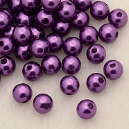 Imitation Pearl Acrylic Beads, Dyed, Round, Purple, 5x4.5mm, Hole: 1mm, about 10000pcs/pound(PL608-05)