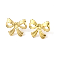 Ion Plating(IP) 304 Stainless Steel Stud Earrings for Women, Bowknot, Real 18K Gold Plated, 20x28mm(EJEW-B050-11G)