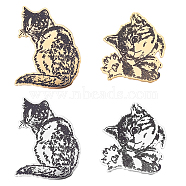 Unicraftale 4Pcs 4 Style Cat Brooch, 201 Stainless Steel Animal Lapel Pin for Backpack Clothes, Mixed Color, 47x36x7mm, 36x44x7mm, 1pc/style (STAS-UN0034-83)
