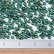 MIYUKI Round Rocailles Beads, Japanese Seed Beads, 11/0, (RR289) Transparent Emerald AB, 2x1.3mm, Hole: 0.8mm, about 5500pcs/50g(SEED-X0054-RR0289)