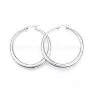 201 Stainless Steel Big Hoop Earrings for Women, with 304 Stainless Steel Pins, Stainless Steel Color, 57x52x5mm, Pin: 1mm(EJEW-N052-04C-01)