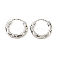 316 Surgical Stainless Steel Hoop Earrings, Ring, Antique Silver, 14x15mm(EJEW-D096-12AS-01)