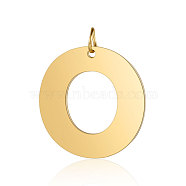 201 Stainless Steel Pendants, Letter, Golden, Letter.O, 30x30x1.5mm, Hole: 4.5mm(STAS-S105-T585G-O)