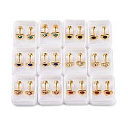 Heart Crystal Rhinestone Ear Fake Plugs, 304 Stainless Steel Piercing Stud Screw Earrings for Women, Golden, 7.5x7mm, Pin: 1mm(EJEW-H105-21G-B)