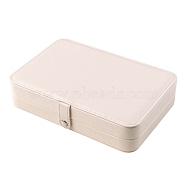 Imitation Leather Box, Jewelry Organizer, for Necklaces, Rings, Earrings and Pendants, Rectangle, Beige, 21x14.5x4.5cm(PW-WG62273-03)