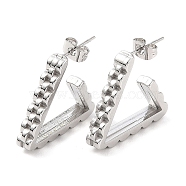 304 Stainless Steel Triangle Stud Earrings, Half Hoop Earrings for Women, Stainless Steel Color, 22x4.5mm(EJEW-A104-29P)