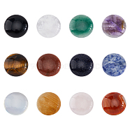 12Pcs 12 Styles Natural & Synthetic Mixed Gemstone Cabochons, Half Round, Mixed Dyed and Undyed, 24.5~25x4~7mm, 1pc/style(G-FH0001-88)