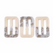 Acrylic Slide Buckles, Webbing Belts Buckles, Clothing Decorations, Two Tone, Imitation Gemstone, Rectangle, Light Grey, 54x34x3.5mm(OACR-T020-031A)