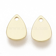 Brass Charms, Blank Stamping Tag, Nickel Free, Real 18K Gold Plated, Teardrop, 7x5x0.6mm, Hole: 0.9mm(KK-T051-29G-NF)