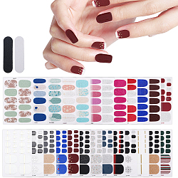 Globleland 24 Styles Full-Cover Wraps Nail Polish Stickers, Glitter Powder Self-adhesive Nail Art Decals Strips, for Woman Girls DIY Nail Art Design, Mixed Color, 92~94x58~59x0.3~0.4mm(MRMJ-GL0001-10)