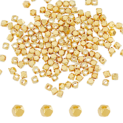 150Pcs Brass Cube Beads, Real 18K Gold Plated, 2x2x2mm, Hole: 1mm(KK-HY0003-65)