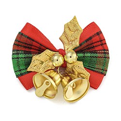 Cloth & Iron Christmas Bowknot Bell Hanging Ornaments , for Christmas Tree and Holiday Party Decoration, Red, 48.5x47.5x14.5mm(HJEW-S004-01A)