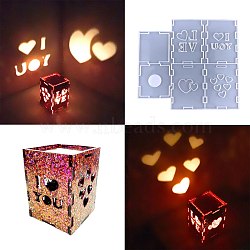 DIY Heart Pattern Lampshade Display Decoration Silicone Molds, Resin Casting Molds, For UV Resin, Epoxy Resin Craft Making, Valentine's Day Theme, White, 322x288x8mm, Inner Diameter: 108x102mm and 140x105mm(VALE-PW0001-087)