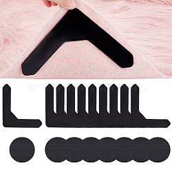 AHADEMAKER 10Pcs Double Sided Self Adhesive Hook and Loop Tapes, and 8Pcs Self Adhesive Non Slip Carpet Stickers, Black, Flat Round: 60x2.5mm, L-shape: 126x126x2mm(FIND-GA0005-63)
