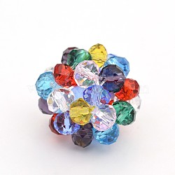 Transparent Glass Crystal Beaded Round Beads, Colorful, 37mm, Beads: 10mm(X-GLAA-A034-10mm-A14)