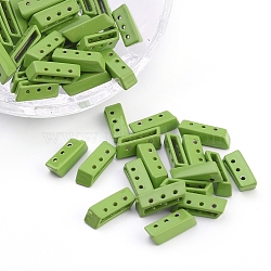 Spray Painted Alloy Multi-Strand Links, For Tile Elastic Bracelets Making, Rectangle, Lime Green, 5x14x4mm, Hole: 1mm(X-PALLOY-G268-H-030)