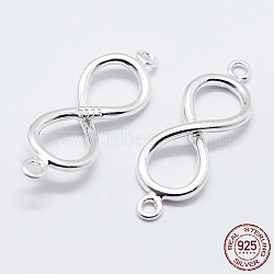 925 Sterling Silver Links, Infinity, with S925 Stamp, Silver, 18.5x6x2mm, Hole: 1mm(STER-K167-014S)