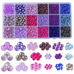 DIY Glass Round Beads & Seed Beads Jewelry Making Finding Kits, Mixed Color, 1.5~7x1.5~7mm, Hole: 0.5~1.6mm(DIY-FS0005-95)