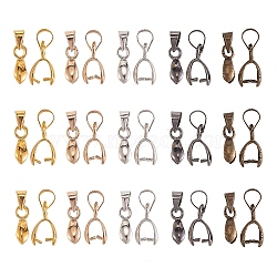 Brass Ice Pick Pinch Bails, Long-Lasting Plated, for Necklace & Pendants, Mixed Color, 14x5mm, 5 colors, 10pcs/color, 50pcs/box(KK-CJ0001-43)