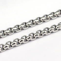 304 Stainless Steel Box Chains, Unwelded, Stainless Steel Color, 3x5.5mm(CHS-L001-29-5.5mm)