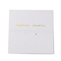 Square Paper Earring Display Cards, Hold up to 4 Pairs Earring Studs, White, 8x8x0.05cm, Hole: 10mm and 1.8mm(CDIS-C006-07)