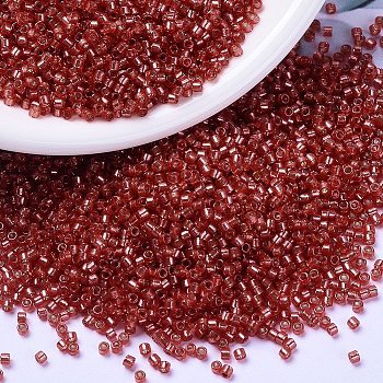 MIYUKI Delica Beads, Cylinder, Japanese Seed Beads, 11/0, (DB2159) Duracoat Silver Lined Dyed Light Cranberry, 1.3x1.6mm, Hole: 0.8mm, about 2000pcs/10g