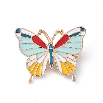 Butterfly Enamel Pins, Alloy Brooches for Backpack Clothes, Light Cyan, 28.5x34mm