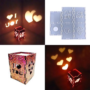 DIY Heart Pattern Lampshade Display Decoration Silicone Molds, Resin Casting Molds, For UV Resin, Epoxy Resin Craft Making, Valentine's Day Theme, White, 322x288x8mm, Inner Diameter: 108x102mm and 140x105mm