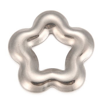 304 Stainless Steel Linking Rings, Pendants Accessories, Flower, Stainless Steel Color, 31x31x3mm