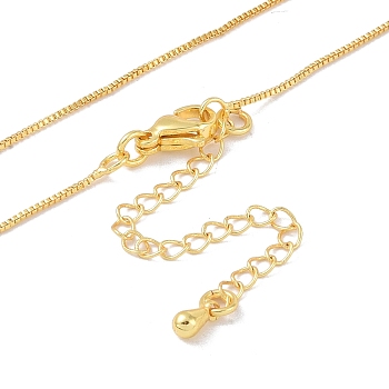 Brass Chain Necklaces, Box Chains, Real 18K Gold Plated, 17.91 inch(455mm)