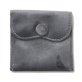Velvet Jewelry Pouches, Jewelry Gift Bags with Snap Button, for Ring Necklace Earring Bracelet Storage, Square, Gray, 7x6.9x0.2cm