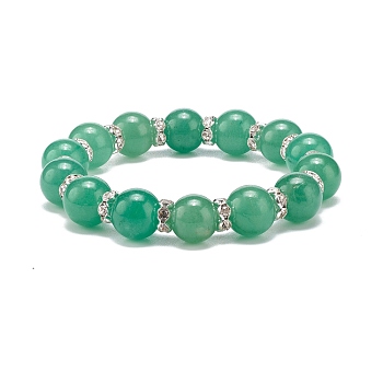 Natural Green Aventurine Beaded Stretch Bracelet, Gemstone Jewelry for Women, Inner Diameter: 2 inch(5cm)