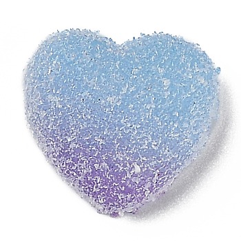Resin Decoden Cabochons, Imitation Candy, Two Tone, Gradient Color, Heart, Azure, 15.5x17x6mm
