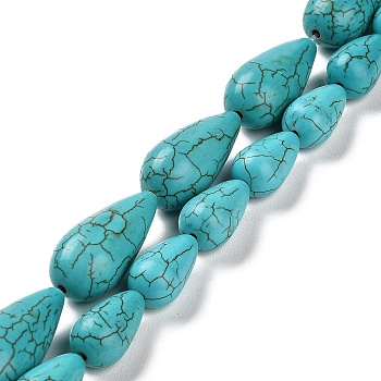 Synthetic Howlite Beads Strands, Dyed, Teardrop, 25.5x12mm, Hole: 1.6mm, about 179pcs/500g