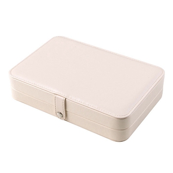 Imitation Leather Box, Jewelry Organizer, for Necklaces, Rings, Earrings and Pendants, Rectangle, Beige, 21x14.5x4.5cm