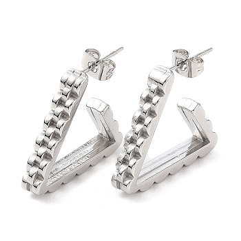 304 Stainless Steel Triangle Stud Earrings, Half Hoop Earrings for Women, Stainless Steel Color, 22x4.5mm