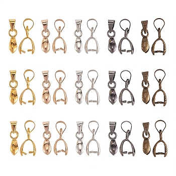 Brass Ice Pick Pinch Bails, Long-Lasting Plated, for Necklace & Pendants, Mixed Color, 14x5mm, 5 colors, 10pcs/color, 50pcs/box