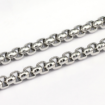 304 Stainless Steel Box Chains, Unwelded, Stainless Steel Color, 3x5.5mm