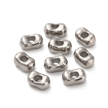 304 Stainless Steel Beads, Coffee Bean, Stainless Steel Color, 5x3x2.5mm, Hole: 1.4mm