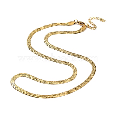 304 Stainless Steel Herringbone Chain Necklaces(NJEW-P282-02G)-2