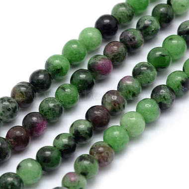 4mm Round Ruby in Zoisite Beads