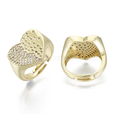 Brass Micro Pave Clear Cubic Zirconia Adjustable Rings(KK-R137-007-NF)-2