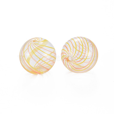 Transparent Handmade Blown Glass Globe Beads(GLAA-T012-34A)-2