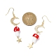 4 Pairs 4 Colors Mushroom Lampwork Dangle Earrings(EJEW-TA00306)-3