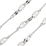 304 Stainless Steel Twist Bar Link Chains, Soldered, with Spool, Stainless Steel Color, 7x4x0.2mm and 7x4x0.2mm(CHS-H117-15P)
