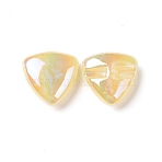Rainbow Iridescent Plating Acrylic Beads, Glitter Beads, Triangle with Letter H Pattern, Champagne Yellow, 34.5x35x14.5mm, Hole: 3mm(OACR-A010-11B)