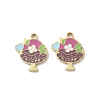 304 Stainless Steel Charms, Ice Cream, with Enamel, Ion Plating(IP), Real 18K Gold Plated, 14x12x1.3mm, Hole: 1.4mm(STAS-C155-06G)